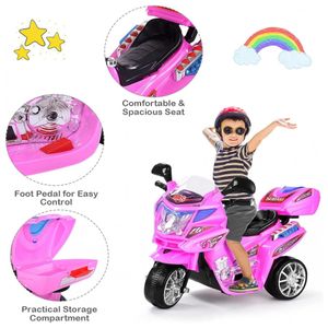 Moto Elétrica Infantil a Bateria 6V com Sons e Luzes, Idade Rec 3 a 6 Anos,  OLAKIDS, Rosa - Dular