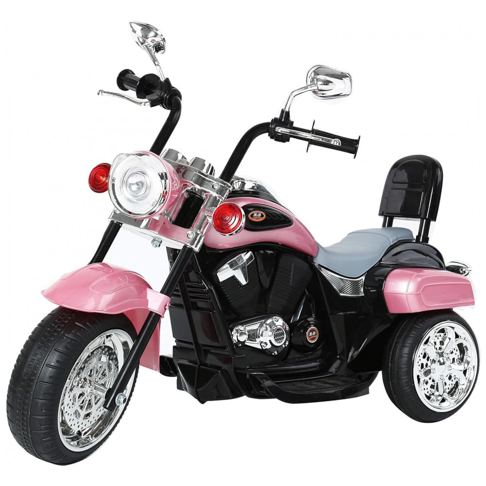 Moto Elétrica Infantil a Bateria 6V com Sons e Luzes, Idade Rec 3 a 6 Anos,  OLAKIDS, Rosa - Dular