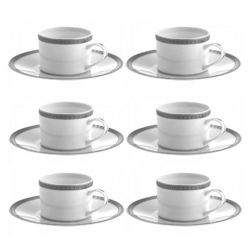 Jogo de xícaras chá Christofle Malmaison 6 peças prata