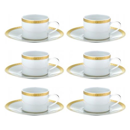 Jogo de xícaras chá Christofle Malmaison 6 peças dourado