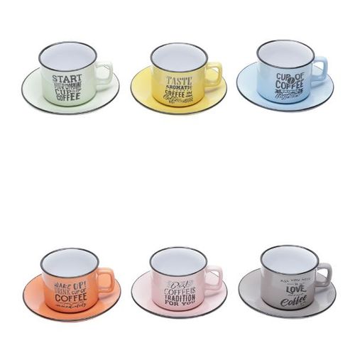 Jogo de xícaras para chá Bon Gourmet words 6 peças coloridas