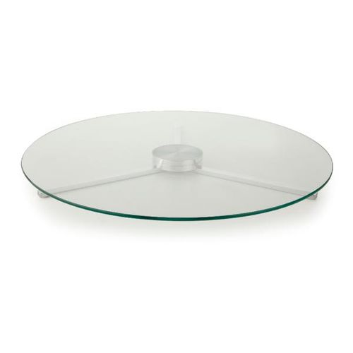 Centro de mesa giratório em vidro e alumínio Forma Collection 70cm incolor