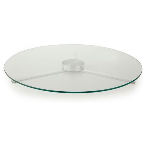 Centro de mesa giratório em vidro e alumínio Forma Collection 80cm incolor