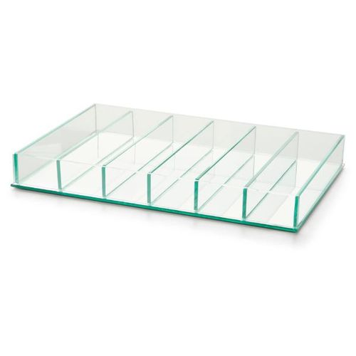 Caixa em vidro e alumínio com fundo espelhado sem tampa Forma Collection 37x25x4,5cm