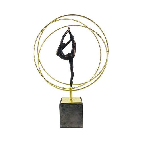 Estatueta de resina Elby Bailarina no círculo 53cm dourado