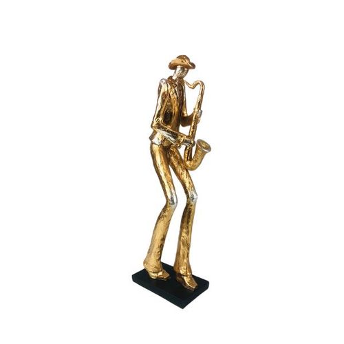 Estatueta de resina Elby Músico com saxofone 48cm dourado