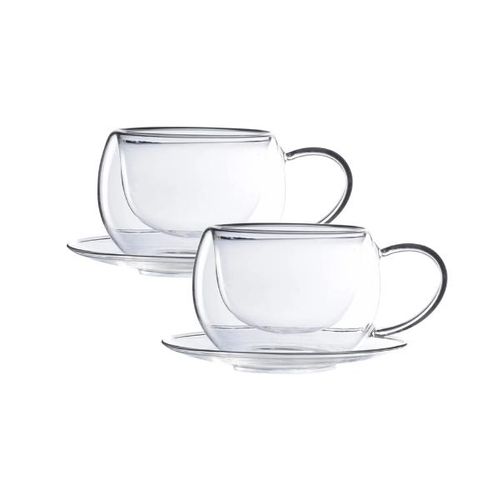 Jogo de xícaras chá com parede dupla em vidro Maxwell & Williams Blend 270ml 2 peças