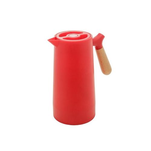 Garrafa térmica em plástico com cabo madeira Wolff Nórdica 1 litro vermelha