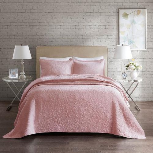 Colcha com porta-travesseiro Home Design Bouti casal rose