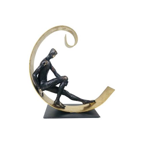 Estatueta de resina Elby Homem sentado círculo 24cm dourado