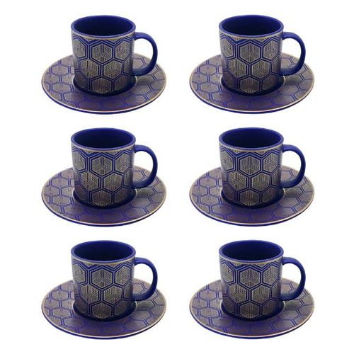 Jogo de xícaras para café em porcelana Dm Brasil 6 peças 100ml blue