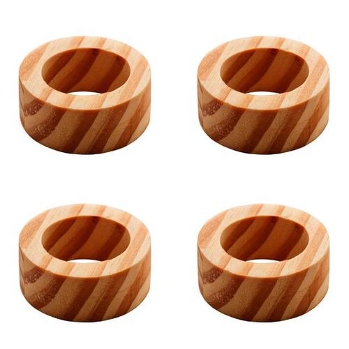 Jogo anéis para  guardanapo madeira Woodart Pinus 4 peças