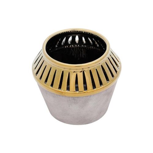 Vaso Decorativo cerâmica Royal Decor 14x12cm dourado/marrom