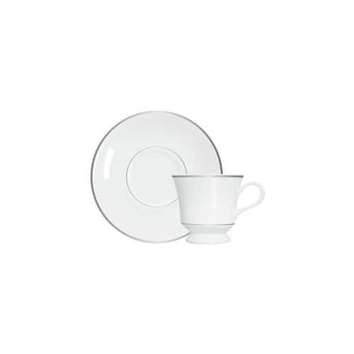 Xícara de café com pires em porcelana Germer Capri 80ml friso prateado