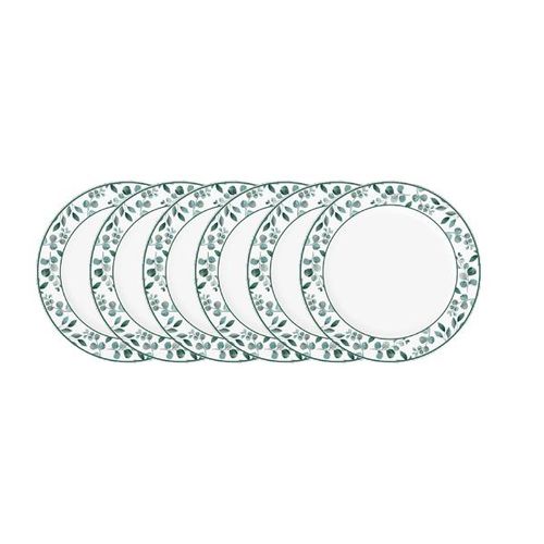 Jogo de pratos sobremesa em porcelana Germer Sintetico Forest 19cm 6 peças branco