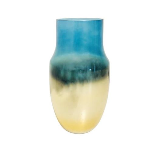 Vaso em vidro Adely Decor Shabby Chic 30cm azul com dourado