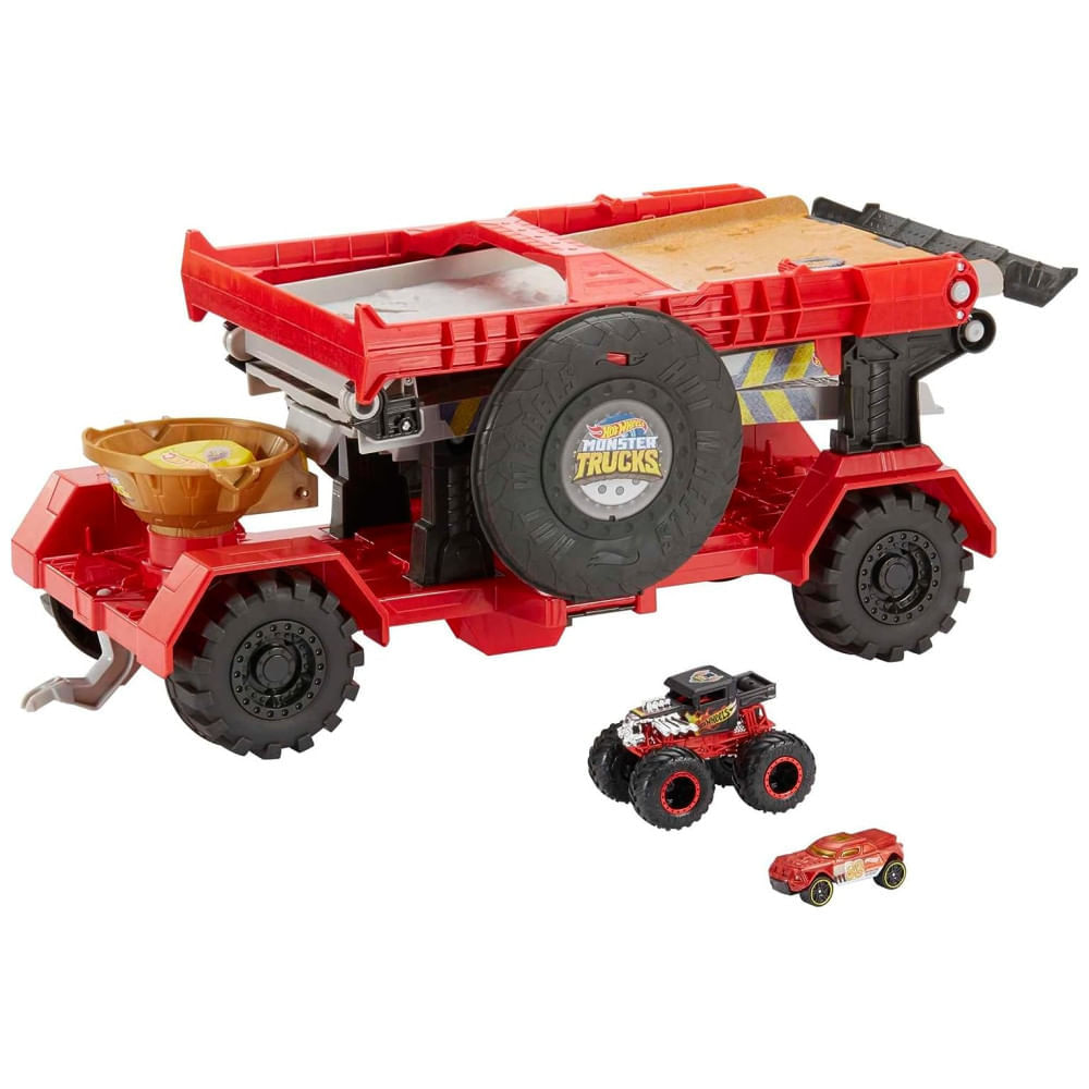 Caminhão Monstro Hot Wheels com Transportador e Pista de Corrida Inclui ...