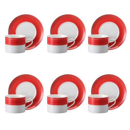 Jogo de xícaras chá em porcelana Schmidt Saturno 6 peças vermelho Jogo de xícaras chá em porcelana Schmidt Saturno 6 peças vermelho