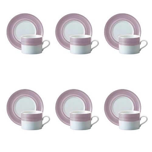 Jogo de xícaras chá em porcelana Schmidt Saturno 6 peças lilás