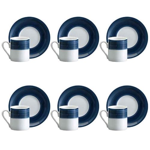 Jogo de xícaras café em porcelana Schmidt Saturno 6 peças azul