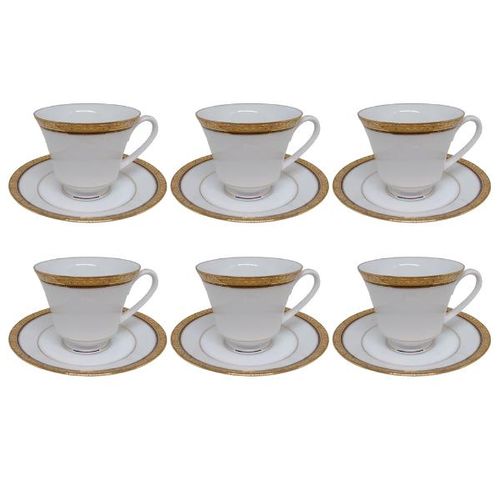 Jogo de xícaras chá em porcelana Noritake Regent Gold 6 peças