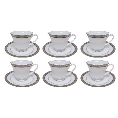 Jogo de xícaras chá em porcelana Noritake Regent Platinum 6 peças