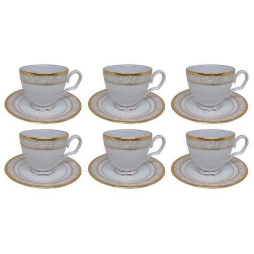 Jogo de xícaras chá em porcelana Noritake Brunswick Gold 6 peças (4363)
