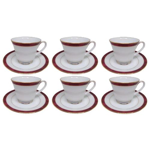 Jogo de xícaras chá em porcelana Noritake Marble Red 6 peças