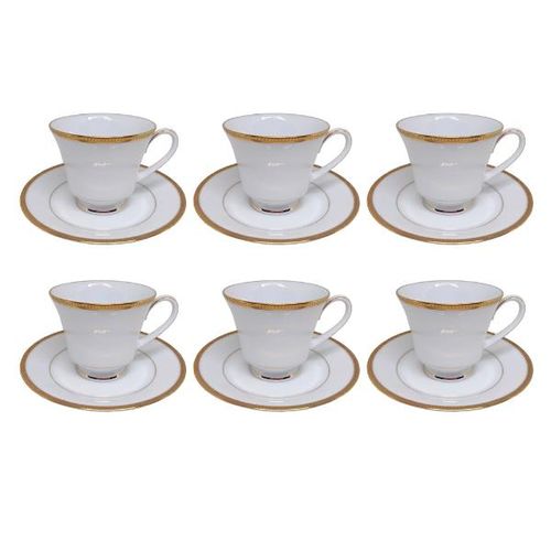 Jogo de xícaras chá em porcelana Noritake Toorak Gold 6 peças