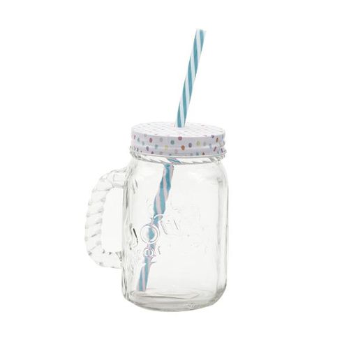 Caneca com canudo Wincy jolly 450ml azul Caneca com canudo Wincy jolly 450ml azul