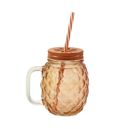 Caneca com canudo Wincy abacaxi 450ml laranja Caneca com canudo Wincy abacaxi 450ml laranja