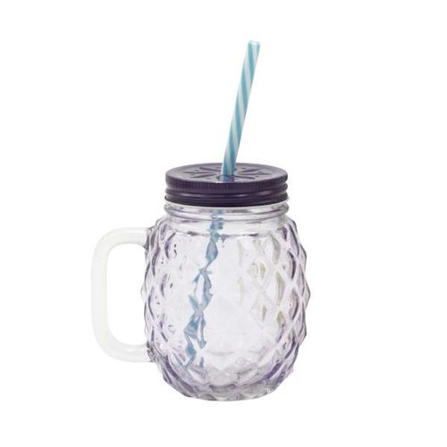 Caneca com canudo Wincy Abacaxi 450ml roxa Caneca com canudo Wincy Abacaxi 450ml roxa