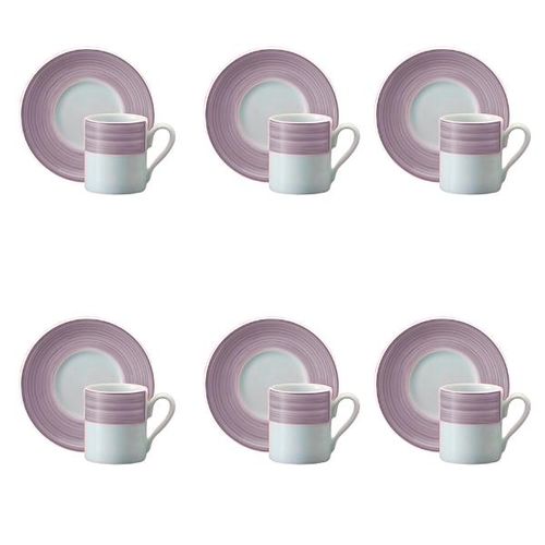 Jogo de xícaras café em porcelana Schmidt Saturno 6 peças lilás