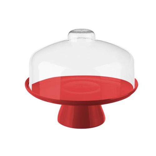 Boleira com cúpula Coza Cake 32cm vermelha