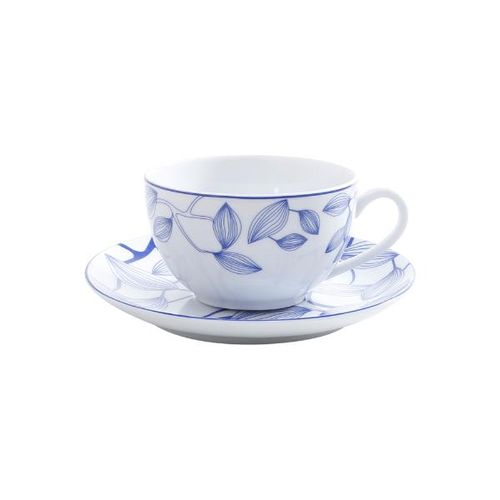 Jogo de xícaras para chá em porcelana Wolff Autumn tree blue 200ml azul 6 peças