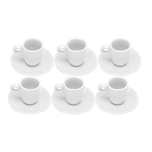 Jogo de xícaras para café em porcelana Bon gourmet Lima 70ml branco 6 peças