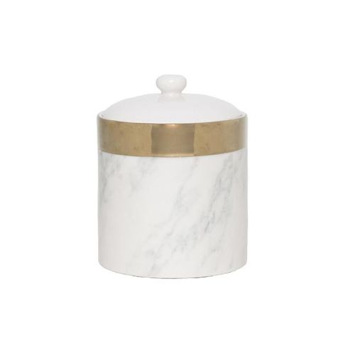 Potiche decorativo e, porcelana Royal Marble 12x15cm branco