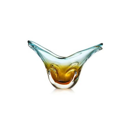 Cachepot em murano São Marcos 29x44cm azul e âmbar Cachepot em murano São Marcos 29x44cm azul e âmbar