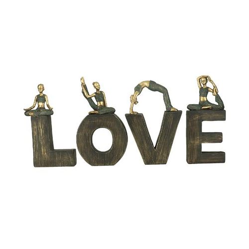 Jogo de figuras em resina Royal Decor Yoga Love 48x6x24cm 4 peças dourada
