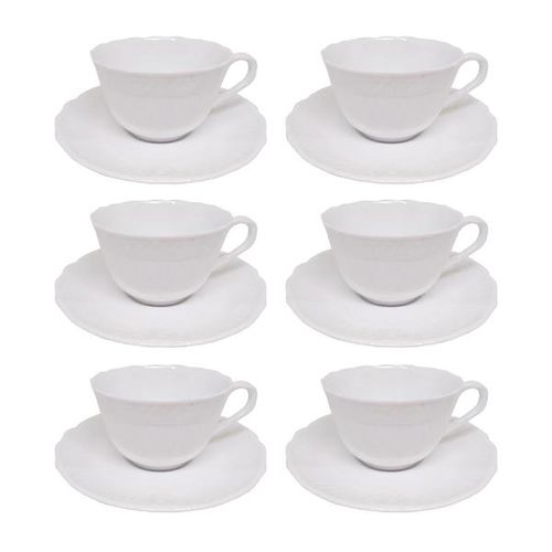 Jogo de xicaras chá em porcelana Noritake Cher Blanc 6 peças