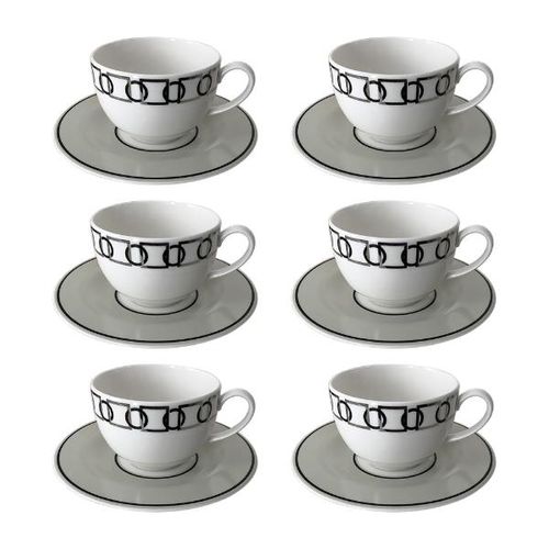 Jogo de xícaras chá em porcelana Strauss Rings 270ml 6 peças