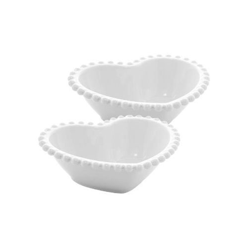 Jogo bowls em porcelana Wolff Coração Beads 2 peças branco