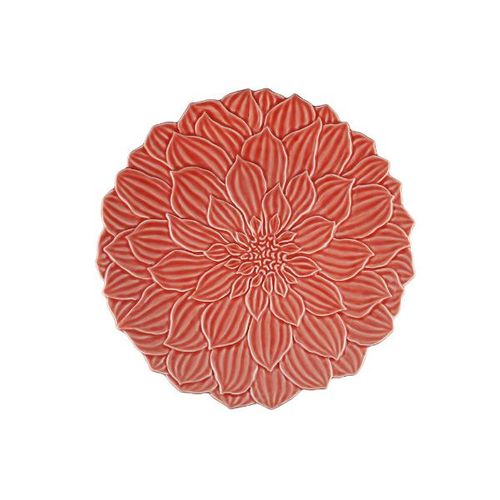 Sousplat em porcelana Bon Gourmet Daisy 33cm coral
