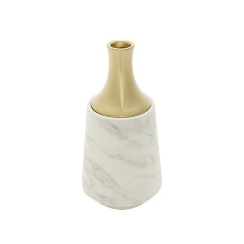 Vaso decorativo em porcelana Royal Decor Marble 10x20cm branco e dourado