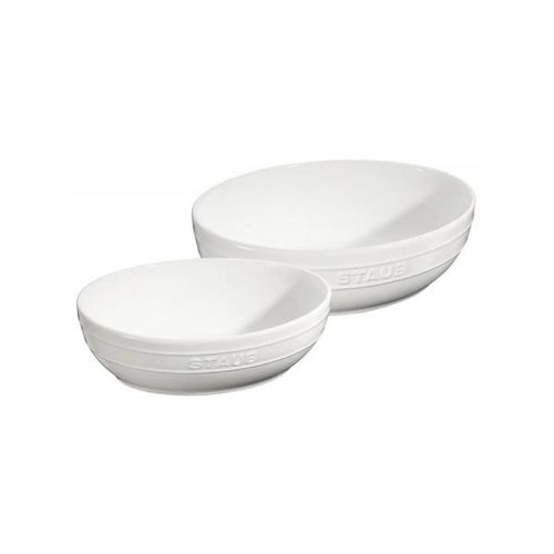 Jogo de multi bowl oval em cerâmica Staub 2 peças branco