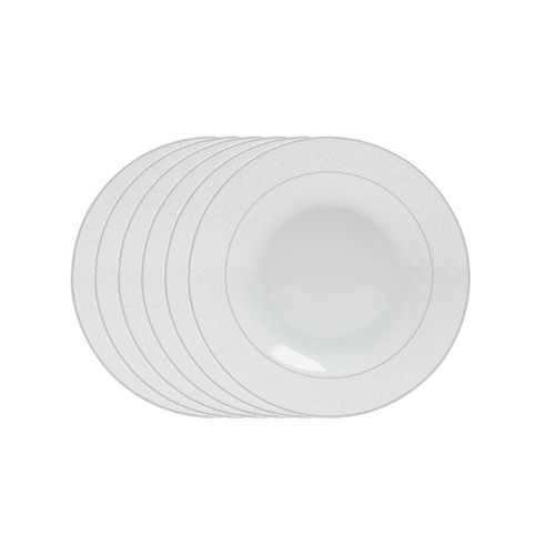Jogo de pratos fundo em porcelana Wolff Marrocos 6 peças branco e prata