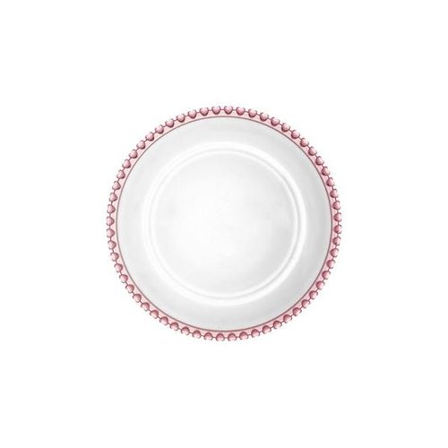 Prato para sobremesa cristal Lyor Coração 20cm borda rosa