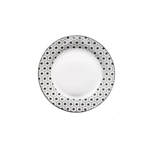 Jogo de pratos sobremesa em porcelana Casambiente Agatha 19cm 6 peças preto
