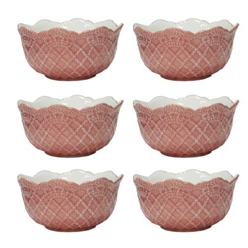Jogo de bowls em porcelana Wolff Givemy 14cm 6 peças rosa