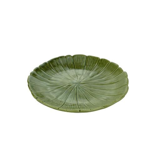 Prato decorativo em cerâmica Lyor Banana Leaf 19,5x19,5x3cm verde